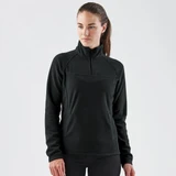 A black women's fleece jumper featuring a 1/4 zip and a subtle logo on the chest.