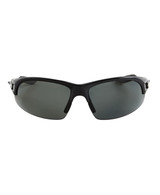 Polarised sunglasses in black with grey lenses, featuring sporty styling and a branded design.