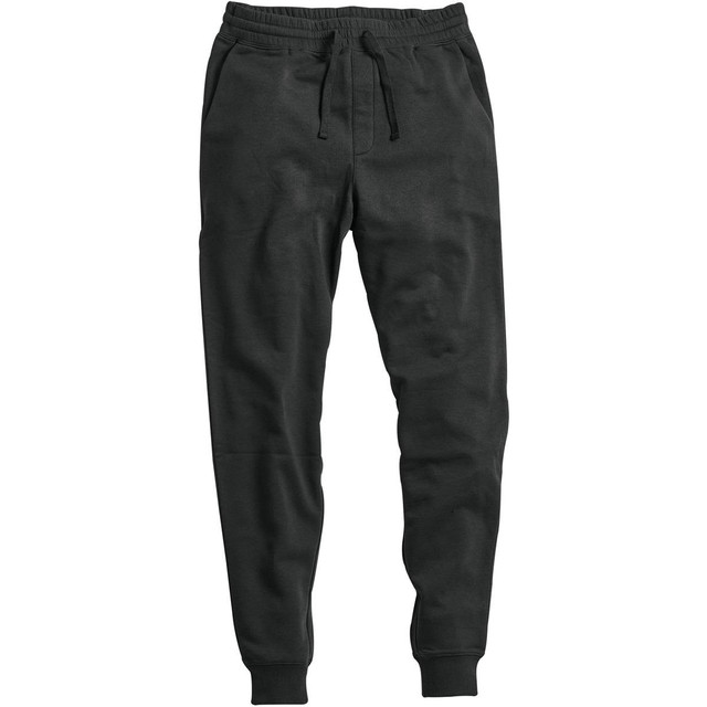 Men's Yukon Pant in black, featuring a jogger style with an elastic waistband and cuffs. Includes a logo.