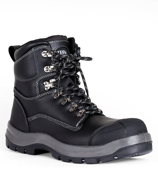A pair of black JB's Arctic Freezer Boots with silver accents and a sturdy design, featuring a protective toe cap.