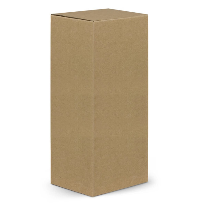 A plain brown cardboard box with a rectangular shape, featuring a smooth, unprinted surface.