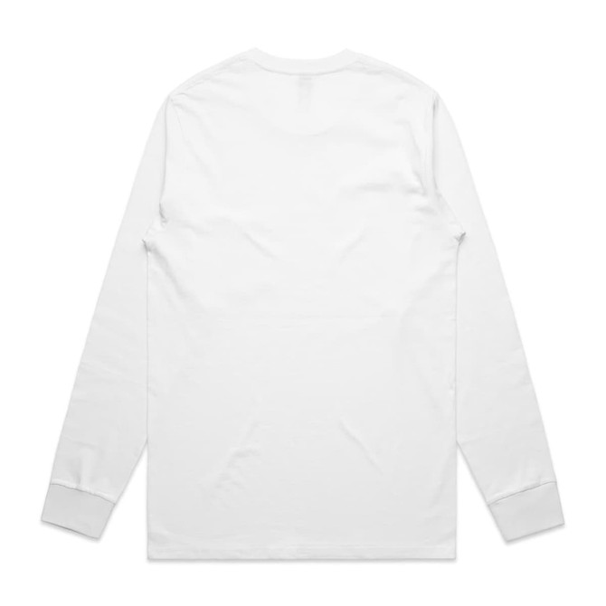 A white long-sleeve T-shirt with a simple design and no visible branding or logos.