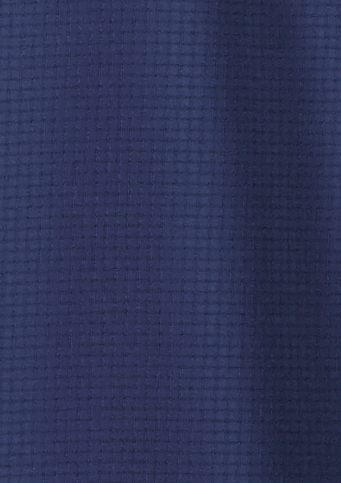 A textured fabric in a deep navy blue colour, suitable for a women's outdoor short sleeve shirt.
