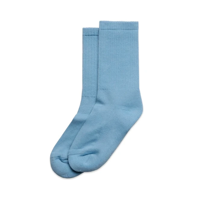 A pair of light blue socks. The socks have a subtle texture and are displayed side by side.