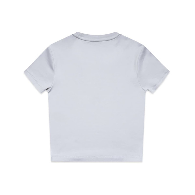 A light grey short-sleeve T-shirt featuring a plain back design and a brand logo.