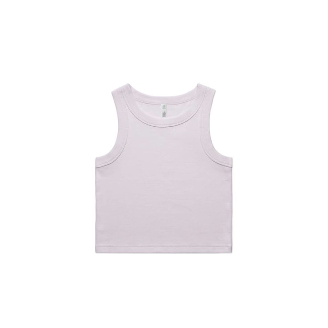 A light pink organic rib crop tank top with a simple design and no visible branding.