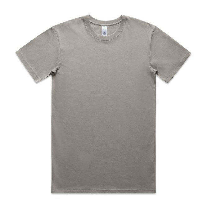 A khaki organic T-shirt with a classic crew neck, featuring a logo on the inside label.