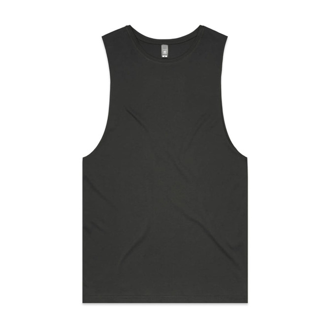 A black singlet-style shirt featuring a relaxed fit and a plain design. It has a logo at the neck.