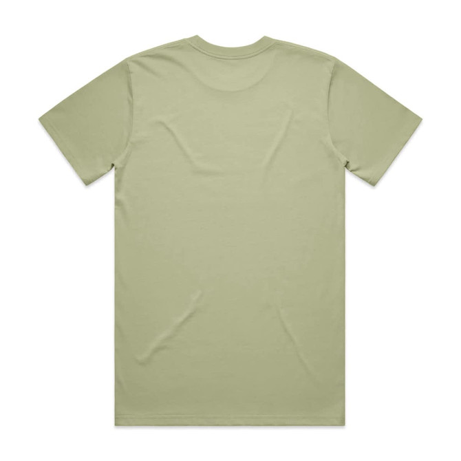 A khaki green t-shirt with a classic cut and short sleeves, featuring a logo on the back.