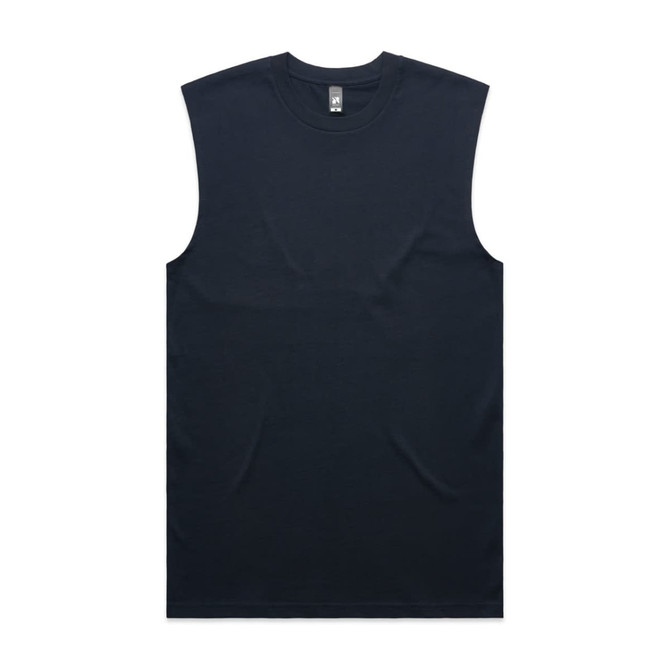 A black sleeveless tank top featuring a logo on the neck area, designed as a classic style singlet.