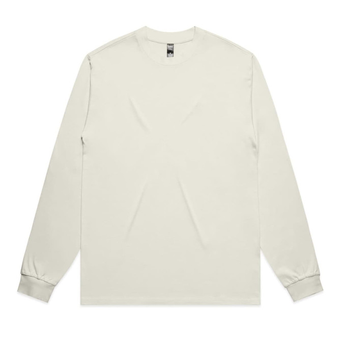 A long-sleeve T-shirt in a light grey colour with a logo on it.