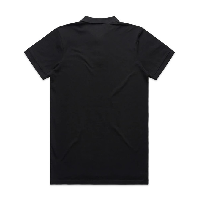 A black Pique Polo shirt with a classic design and short sleeves, featuring a logo on the back.
