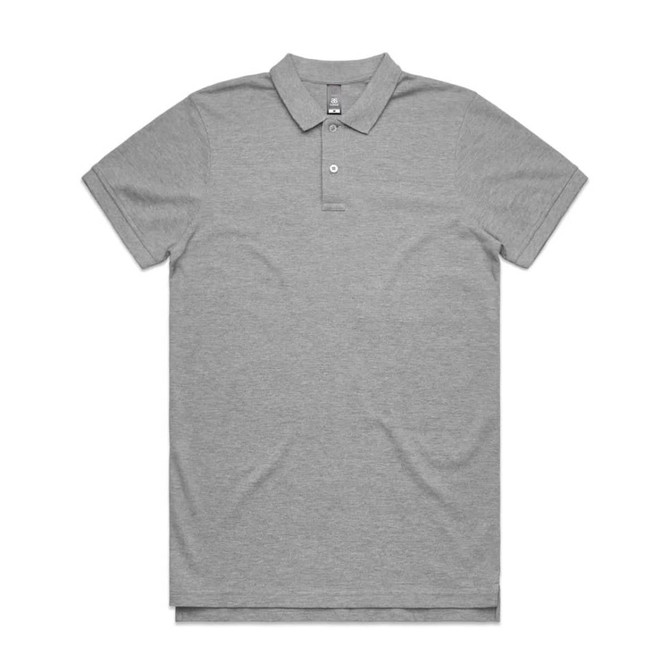 A grey polo shirt with a collar and a small logo on the chest. Simple and stylish design.