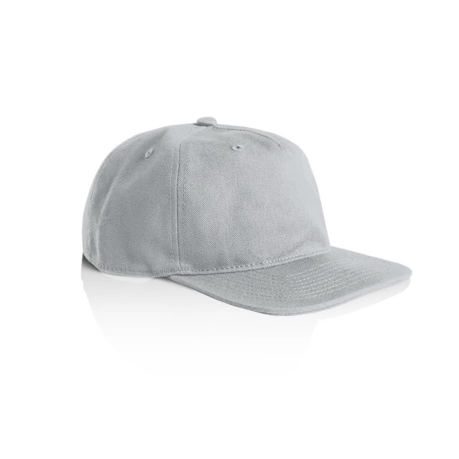 A light grey cap with a curved brim and a logo on the side.
