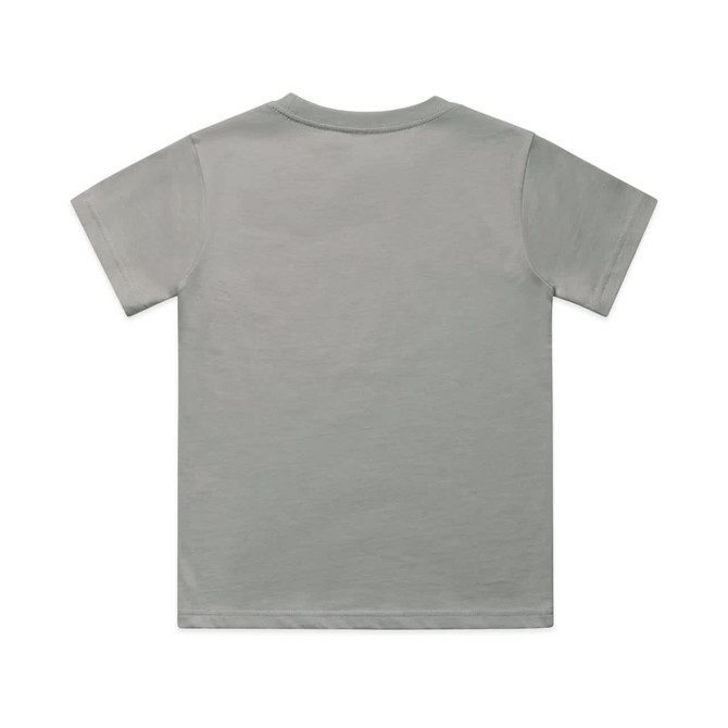 A youth classic tee in a soft green colour, featuring a plain back and short sleeves. It includes a logo.