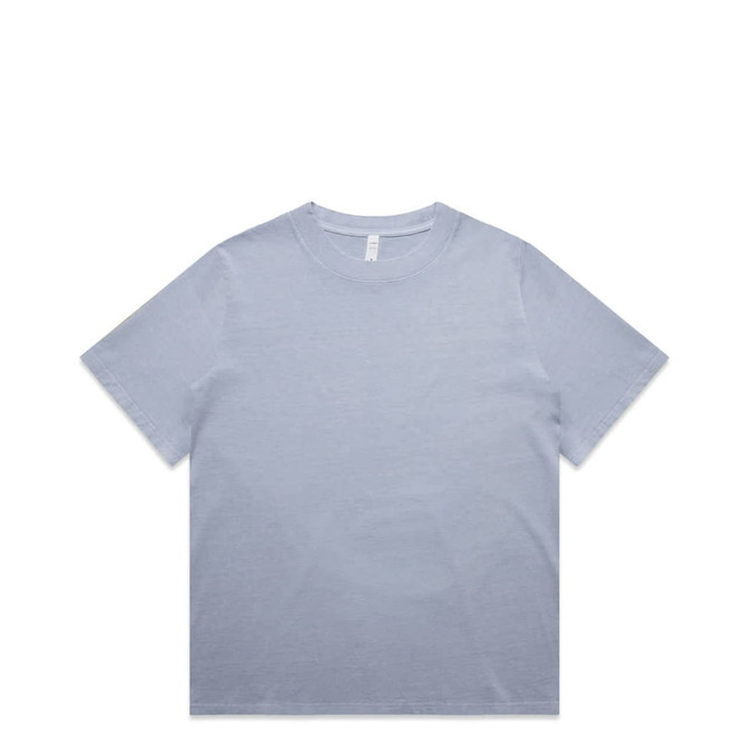 A light blue t-shirt with a classic crew neck and short sleeves, featuring a subtle logo.