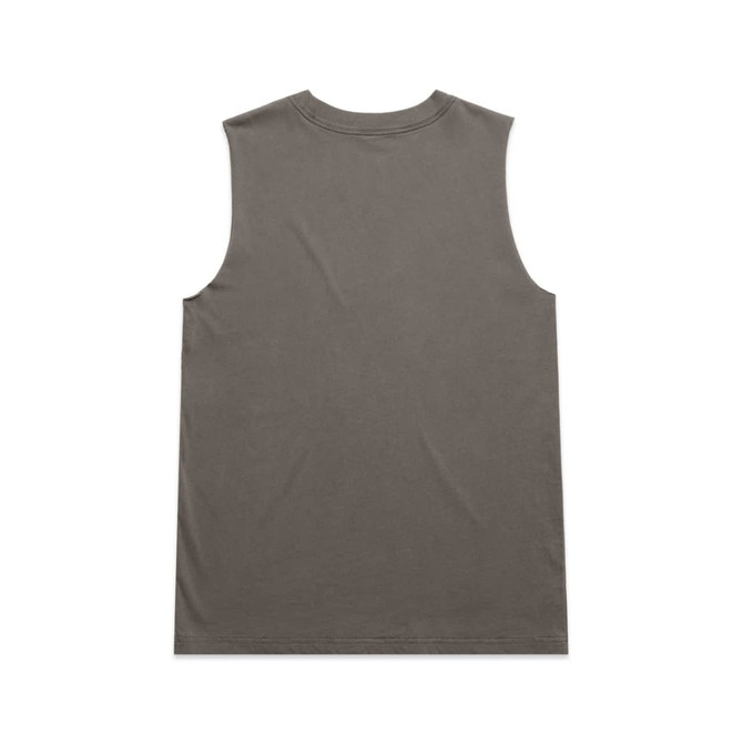 A sleeveless tank top in a faded olive green colour, featuring a plain back and a simple design.