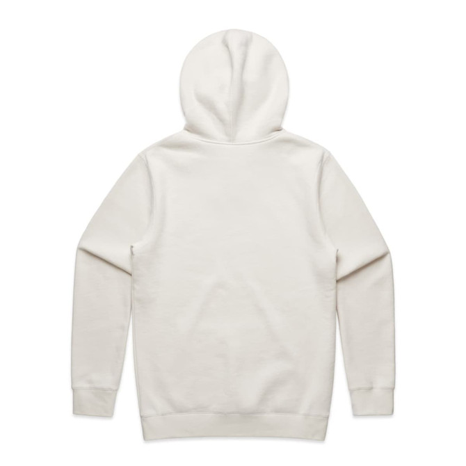 A cream-coloured hoodie featuring a hood and long sleeves. The back view shows the plain design.