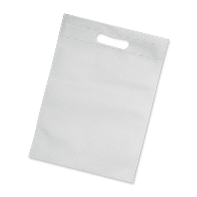 A light grey gift tote bag featuring a handle and a simple design. The bag has a blank surface, ideal for customisation.