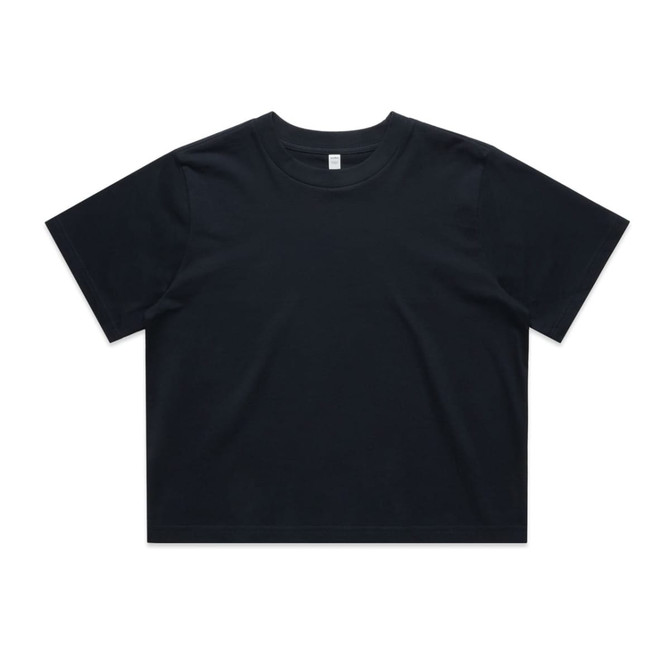 A black classic crop tee with a simple design and a small logo on the label.
