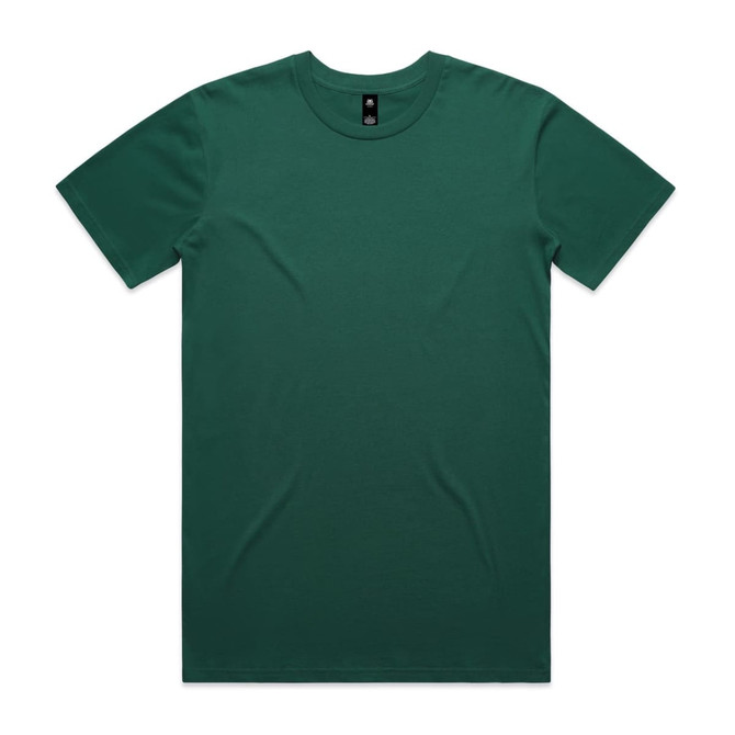 A green T-shirt with a crew neck and short sleeves. The shirt has a logo at the neckline.