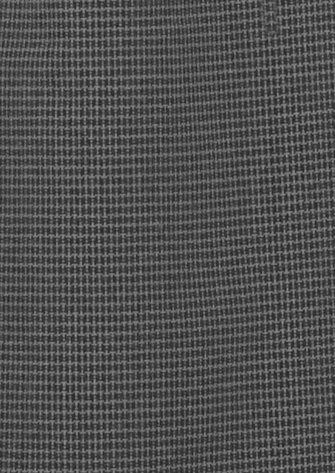 A textured fabric in shades of grey, suitable for a long sleeve button-up shirt. Features a subtle pattern and has branding.