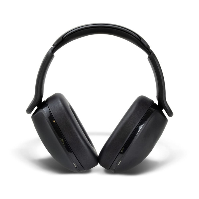Black Skullcandy Hesh 360 headphones with an adjustable headband and a sleek design. Features a logo on the ear cups.