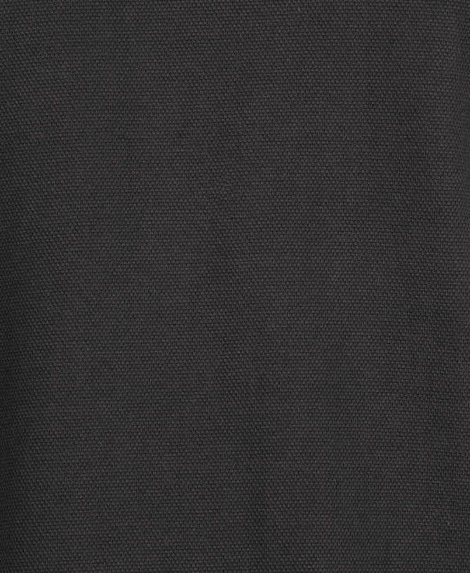 A black polo shirt made from popcorn cotton fabric, featuring a logo on the design.
