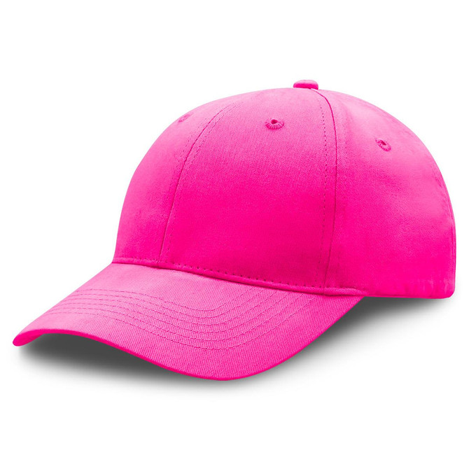 A premium soft cotton cap in vibrant pink, featuring a curved brim and a logo on the front.