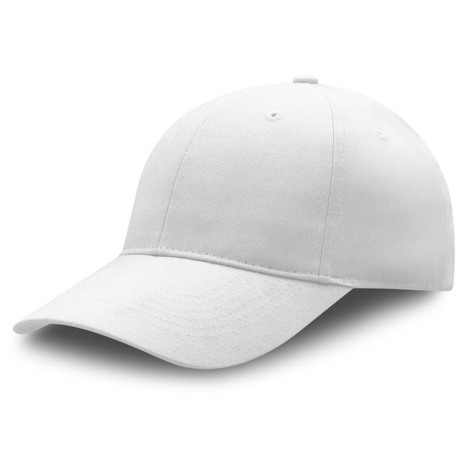 A premium soft cotton cap in white, featuring a curved brim and an adjustable strap at the back.