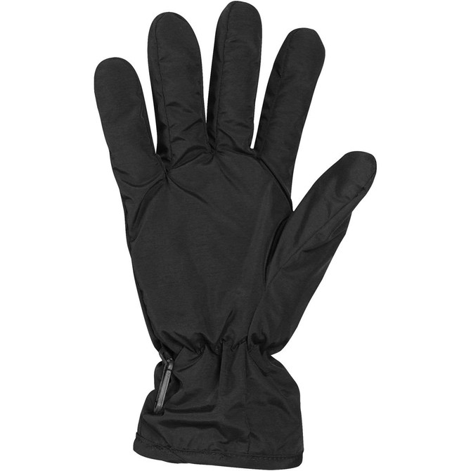 A black fleece-lined glove with a smooth outer surface and an adjustable wrist opening.