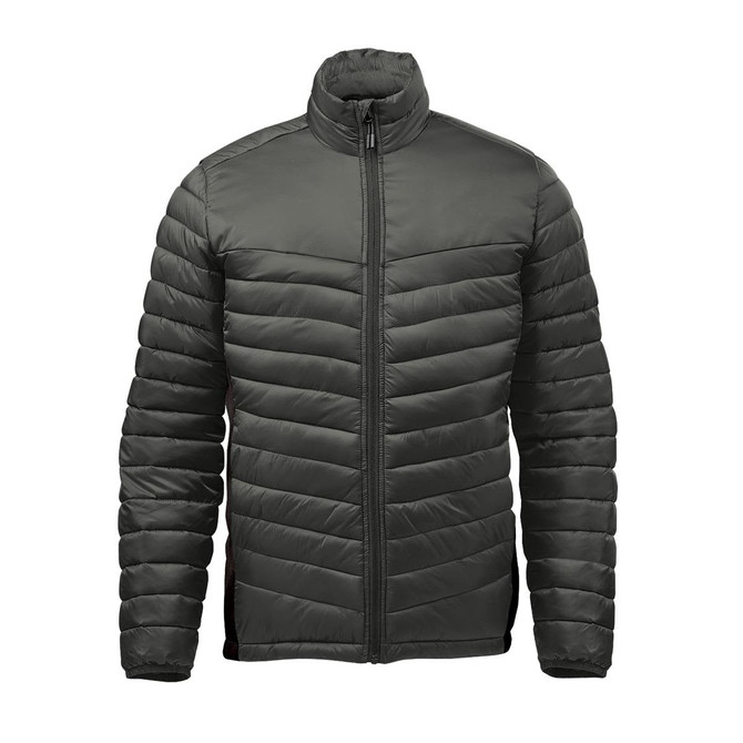 Men's Montserrat Thermal Jacket in dark green, featuring a zip front and a puffy, insulated design with a branding logo.