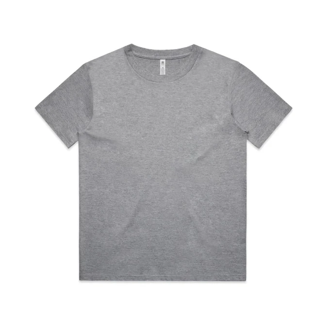 A grey Kids Block Tee featuring a round neck and short sleeves, with a logo on the tag.