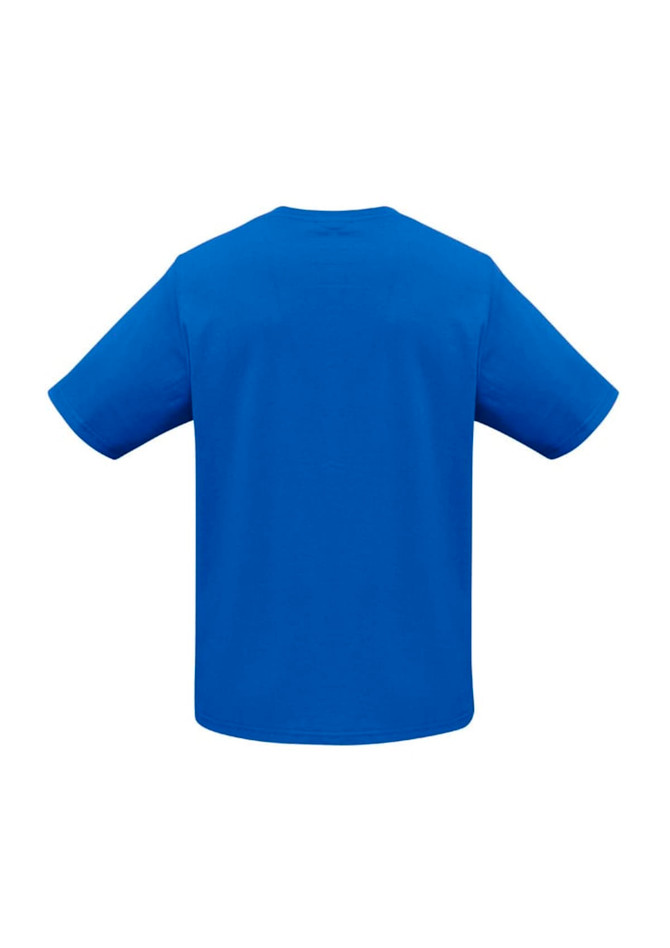 A bright blue men's short sleeve T-shirt with a relaxed fit and no visible logos or branding.
