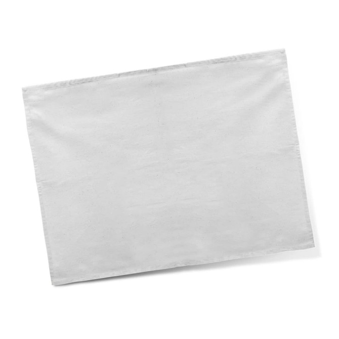 A cotton tea towel in a plain white design, featuring a textured surface and no visible branding.