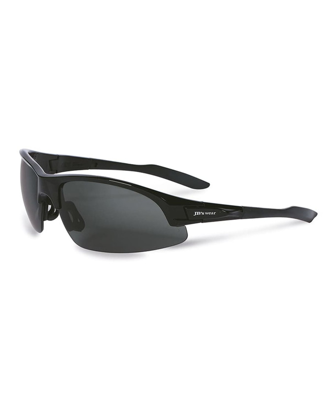 Polarised sunglasses in black, featuring a sleek design with a logo on the arm. Part of the JB's collection.