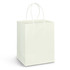 A large white paper carry bag with sturdy handles and a plain design.