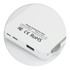 A white wireless charging power bank with USB ports and a branded logo. It features a sleek, compact design.