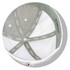 A white cap featuring a grey inner lining and a logo. Designed for golf, ideal for ball marking.