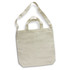 A cream-coloured cotton shoulder tote bag with long straps and short handles, featuring a subtle logo.