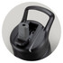 A drink bottle with a black body and a grey spout, featuring a sturdy handle and a built-in lid mechanism.