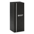 A sleek black packaging box with a vertical stripe and a logo. Suitable for holding a vacuum bottle.