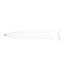 A plastic pen designed to adhere to magnetic surfaces, featuring a sleek white design and a round magnet on the top end.