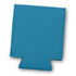 A drink bottle cooler in teal with stitched edges and a base cut-out, featuring a logo.