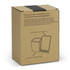 A brown cardboard box containing the NATURA Oaken Wireless Charger Desk Caddy, featuring a cork charging pad and stationery holder.