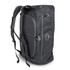 A grey duffle bag featuring shoulder straps and a logo, designed for versatile storage and transport.