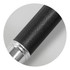 A metal pen with a textured black grip and a shiny silver tip, featuring a logo.