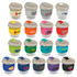 A drink bottle collection featuring various coloured silicone sleeves and clear glass bodies, each with a lid.