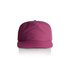 A pink cap with a curved brim and a logo on the front. The cap features a smooth fabric design.