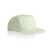 A light green cap with a flat brim and a logo on the side, designed for headwear and sun protection.